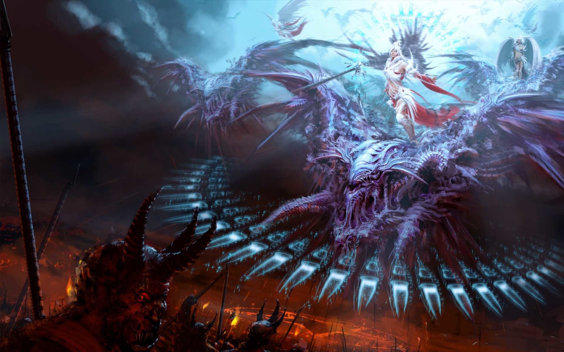 Dark, Evil, Anarchy, Fantasy Wallpapers, Evil, Hd Wallpapers, - Angeles Y Demonios Anime - HD Wallpaper 