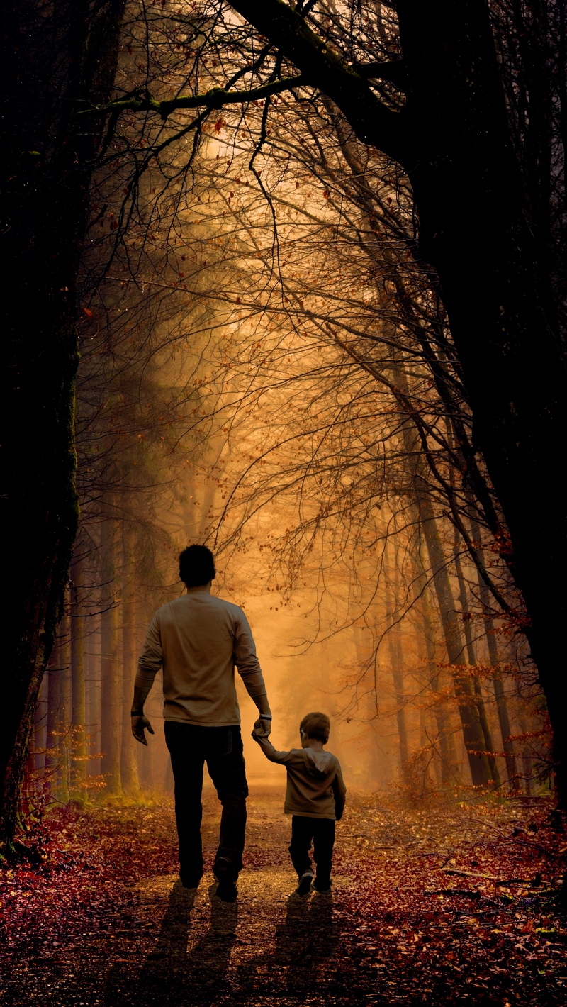 Wallpaper Father, Son, Family, Child, Forest - Dad And Son Wallpaper Hd - HD Wallpaper 