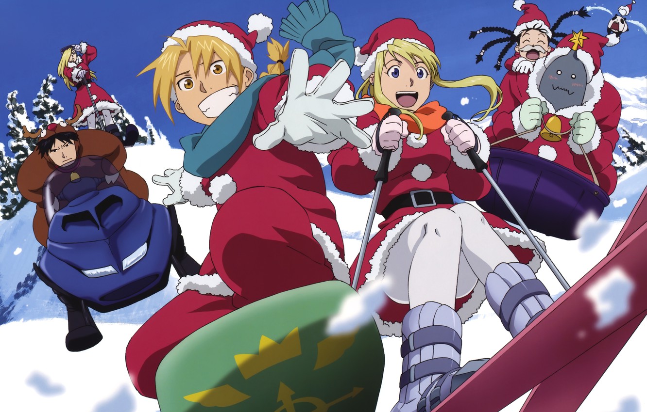 Photo Wallpaper Christmas, New Year, Fullmetal Alchemist, - Fullmetal Alchemist Christmas - HD Wallpaper 