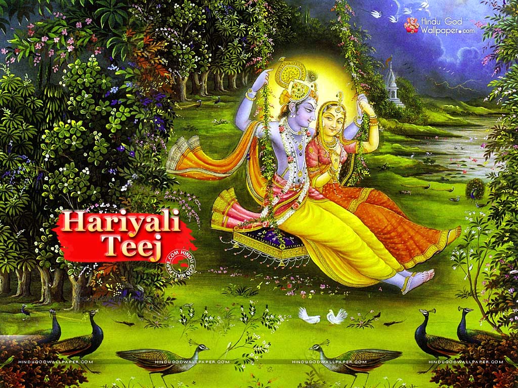 Hariyali Teej - Hariyali Teej Radha Krishna - HD Wallpaper 