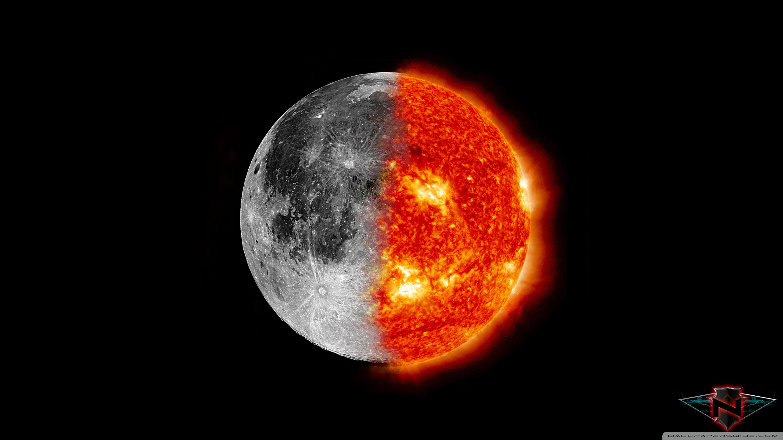 Sun And Moon Wallpaper Hd - HD Wallpaper 