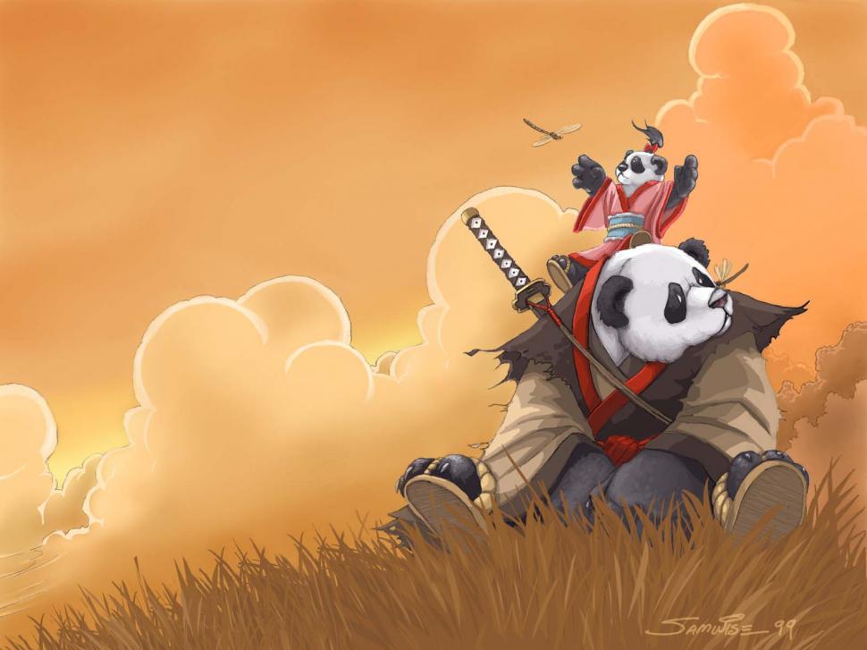 Panda Samurai Hd Wallpaper,panda Wallpaper,samurai - Panda Anime - HD Wallpaper 