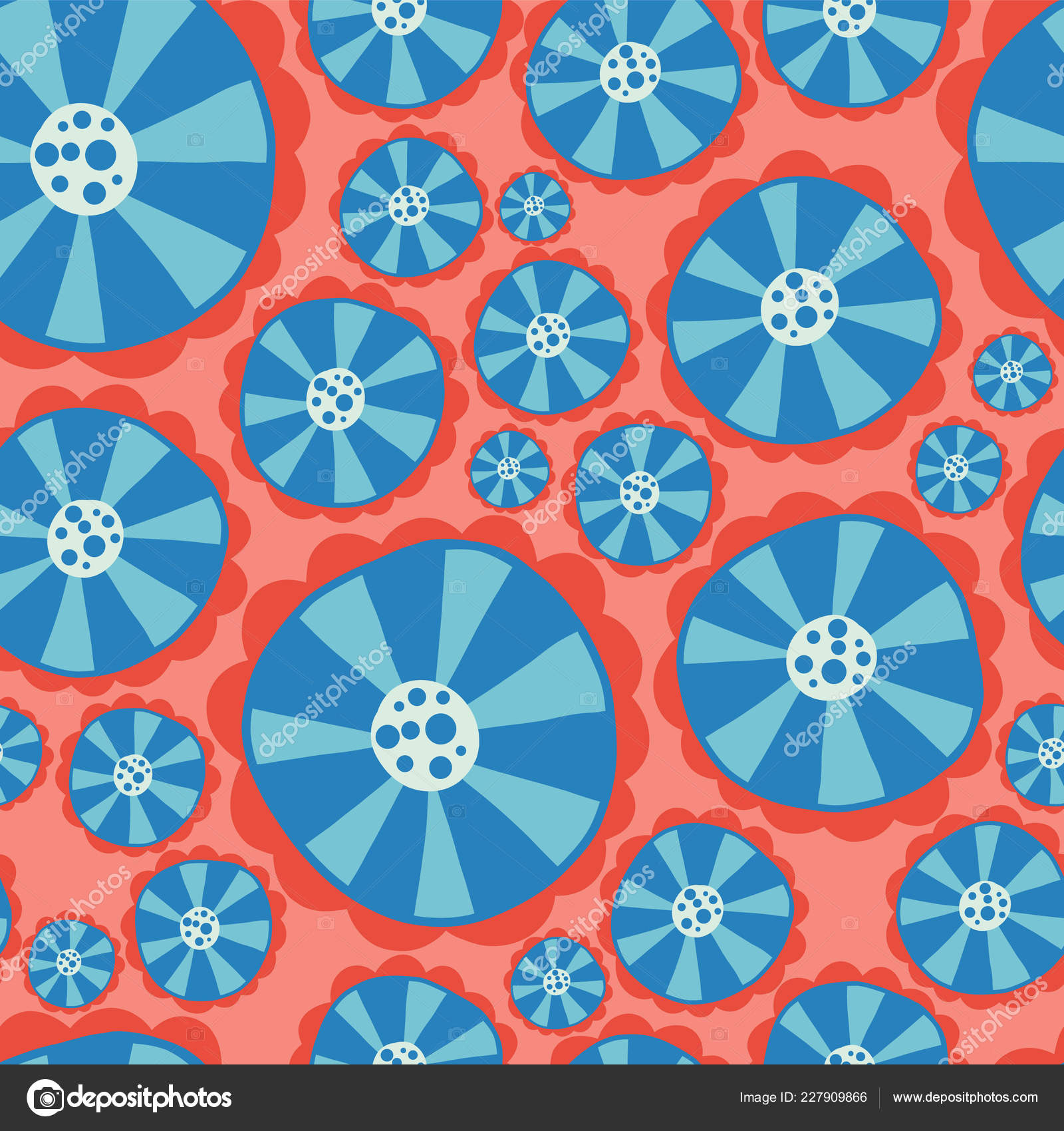 Carta Da Parati Sfondo Blu Fiori Rossi - HD Wallpaper 