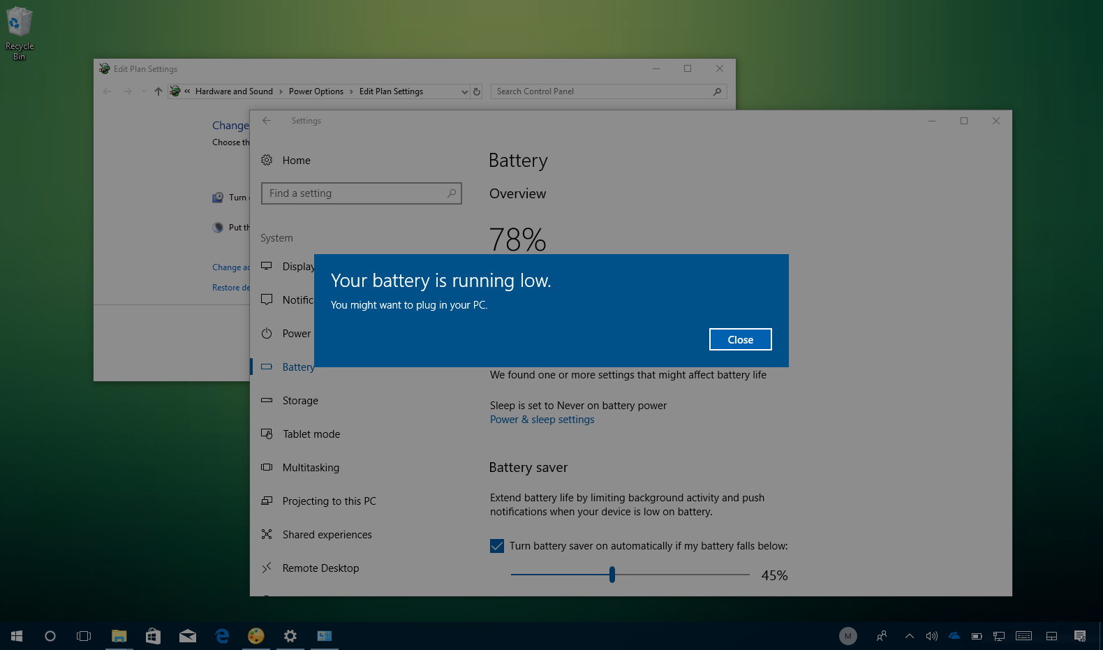 Windows 10 Low Battery Notification - Low Battery Windows 10 - HD Wallpaper 