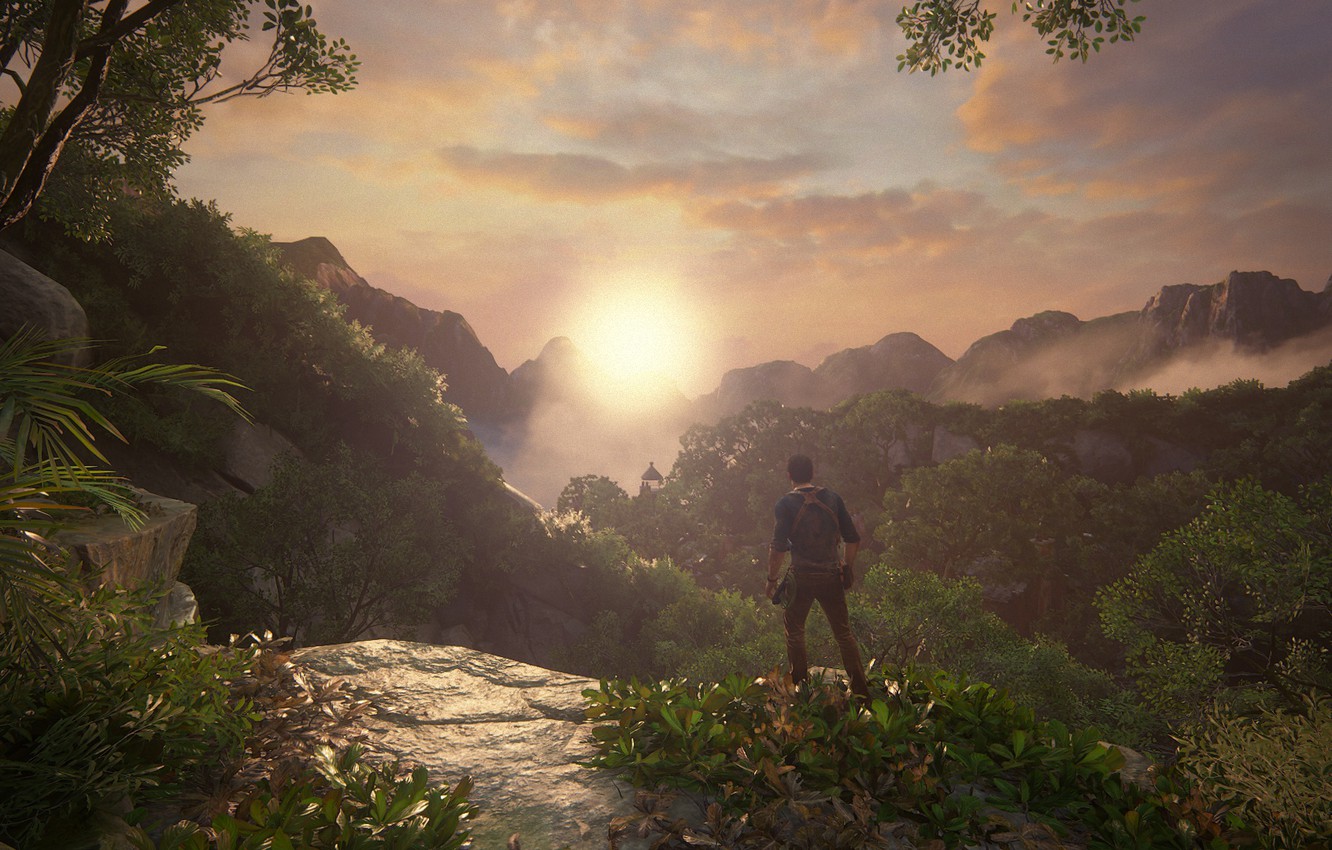 Photo Wallpaper Sunset, Island, Naughty Dog, Playstation - Uncharted Island - HD Wallpaper 