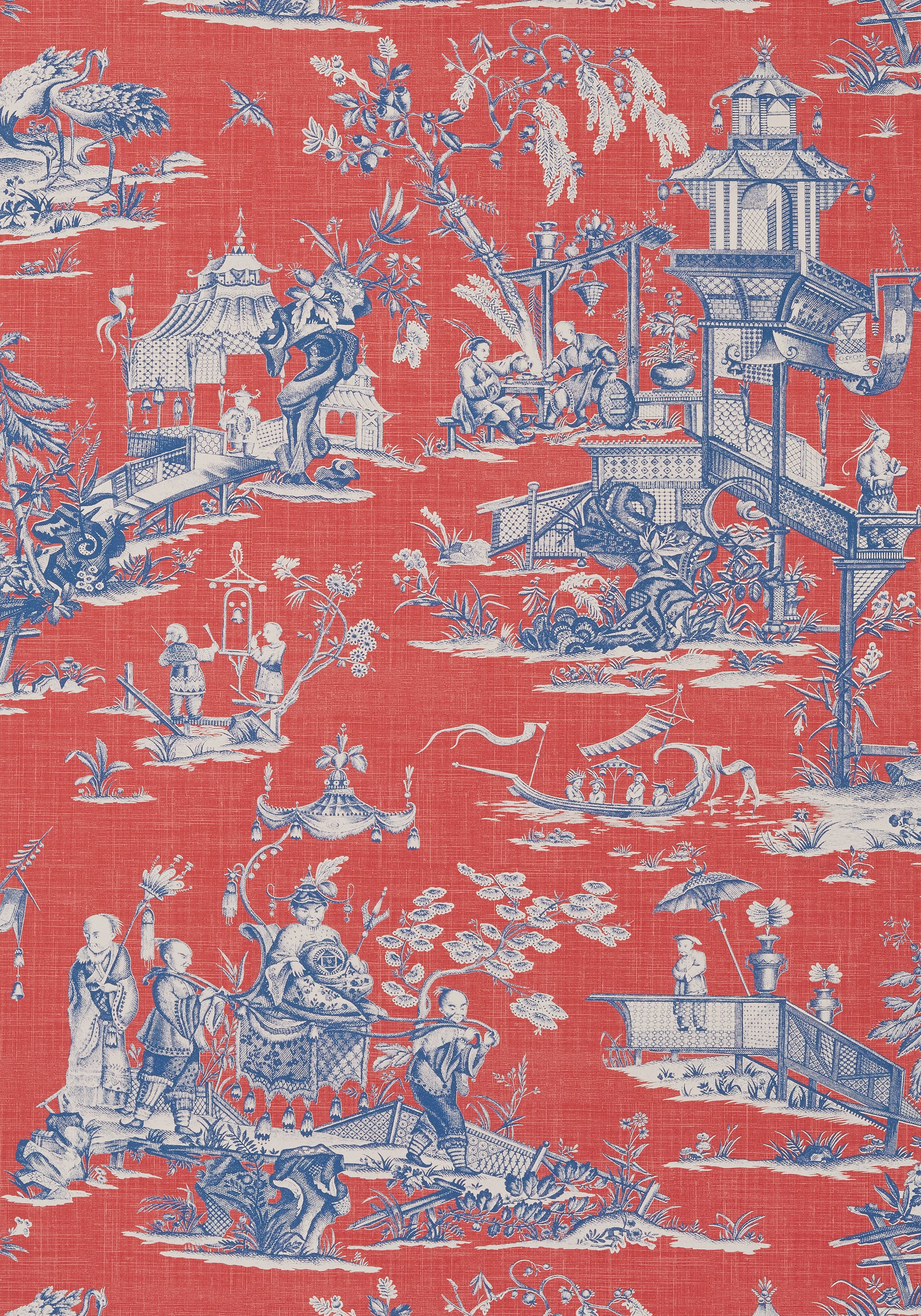 Red And Blue Chinoiserie - HD Wallpaper 