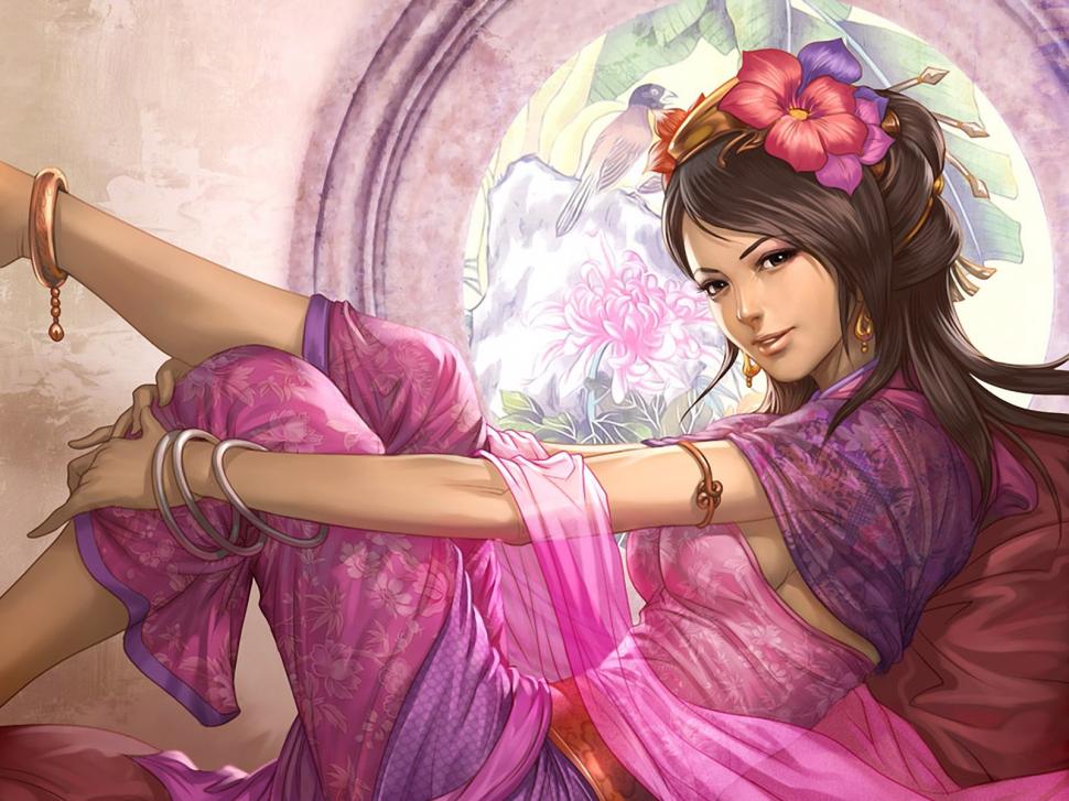 Dynasty Warriors, Diao Chan, Video Games, Brunette, - Beautiful Flower With Women - HD Wallpaper 