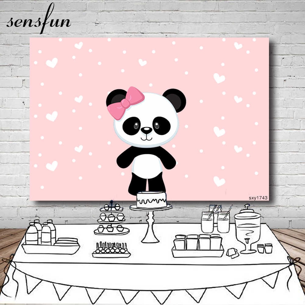 Sensfun Pink Panda Photography Backdrop For Photo Studio - Baby Name Shower Backgrounds - HD Wallpaper 