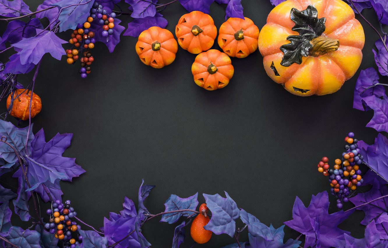 Photo Wallpaper Purple, Halloween, Pumpkin, Halloween, Halloween