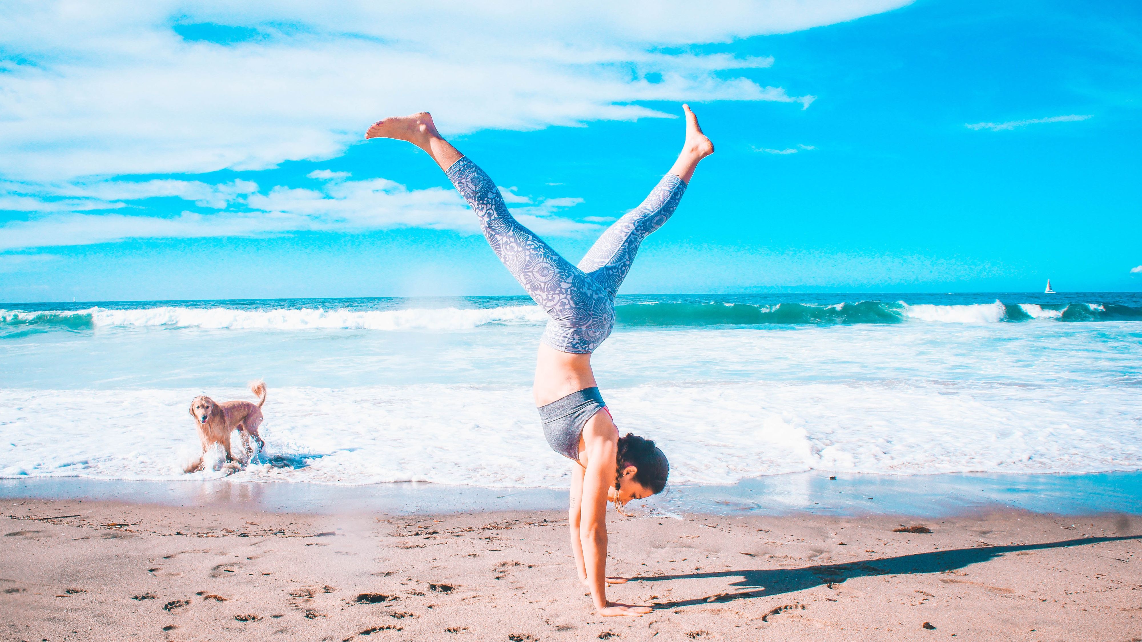 Wallpaper Of Handstand, Beach, Yoga Background & Hd - Hand Stand Girl Hd - HD Wallpaper 