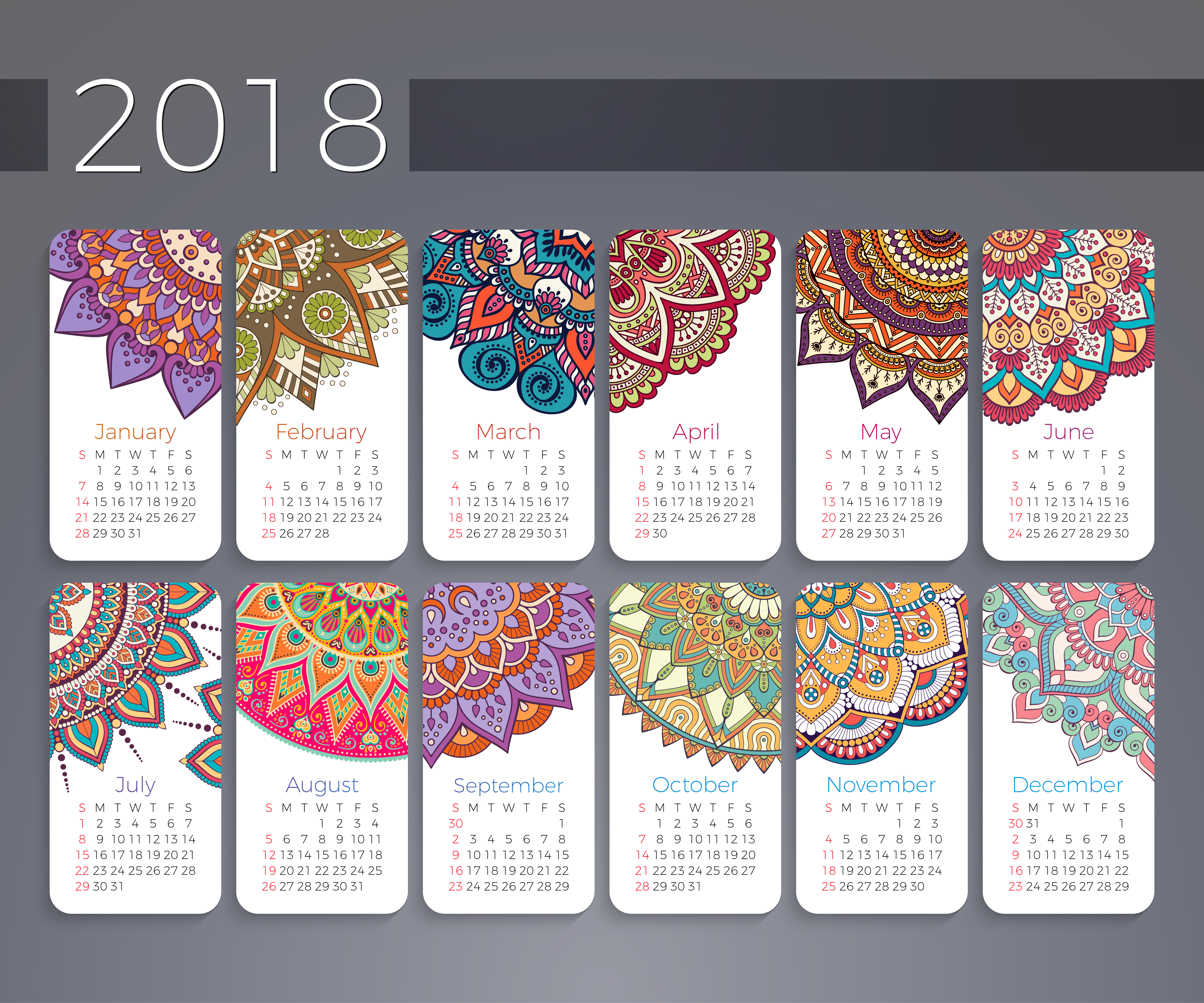 Calendar 2018 - HD Wallpaper 