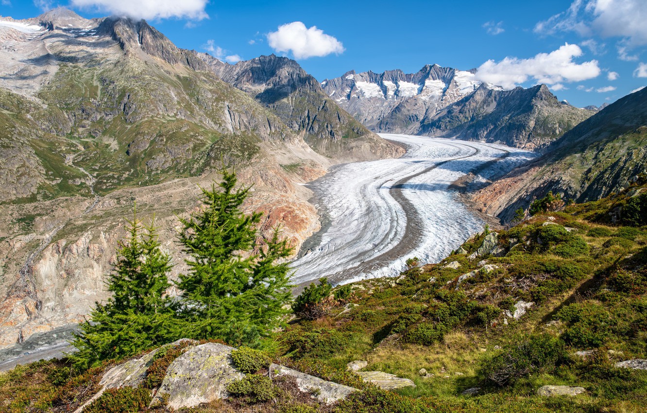 Photo Wallpaper Mountains, Nature, Swiss Alps - Aletsch Glacier - HD Wallpaper 