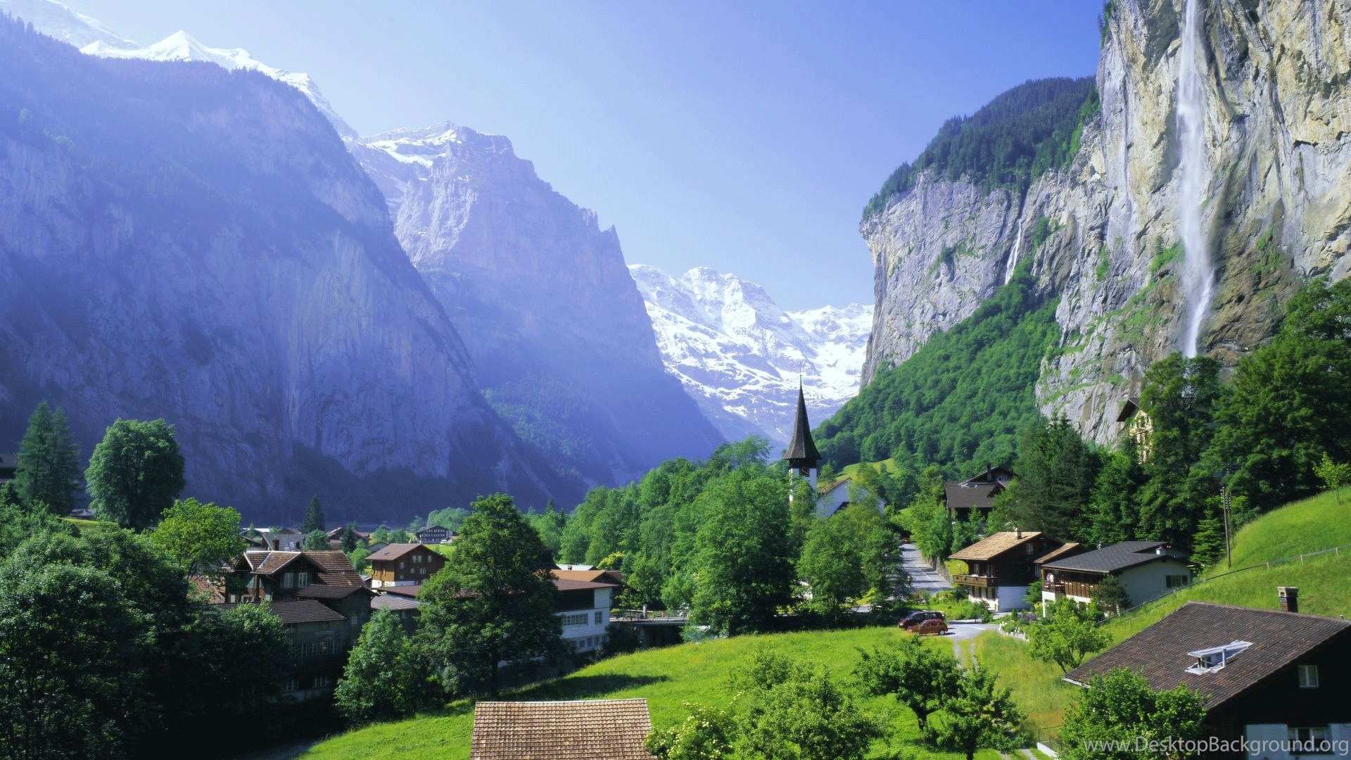 Swiss Alps Hd Wallpaper - Staubbach Falls - HD Wallpaper 