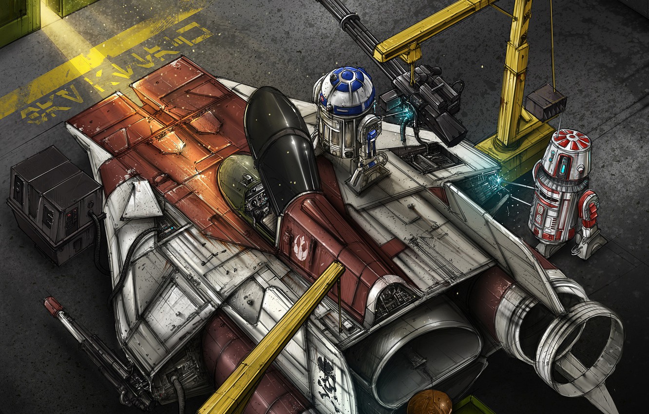 Photo Wallpaper Figure, Fighter, Star Wars, R2d2, Art, - Star Wars A Wing Art - HD Wallpaper 