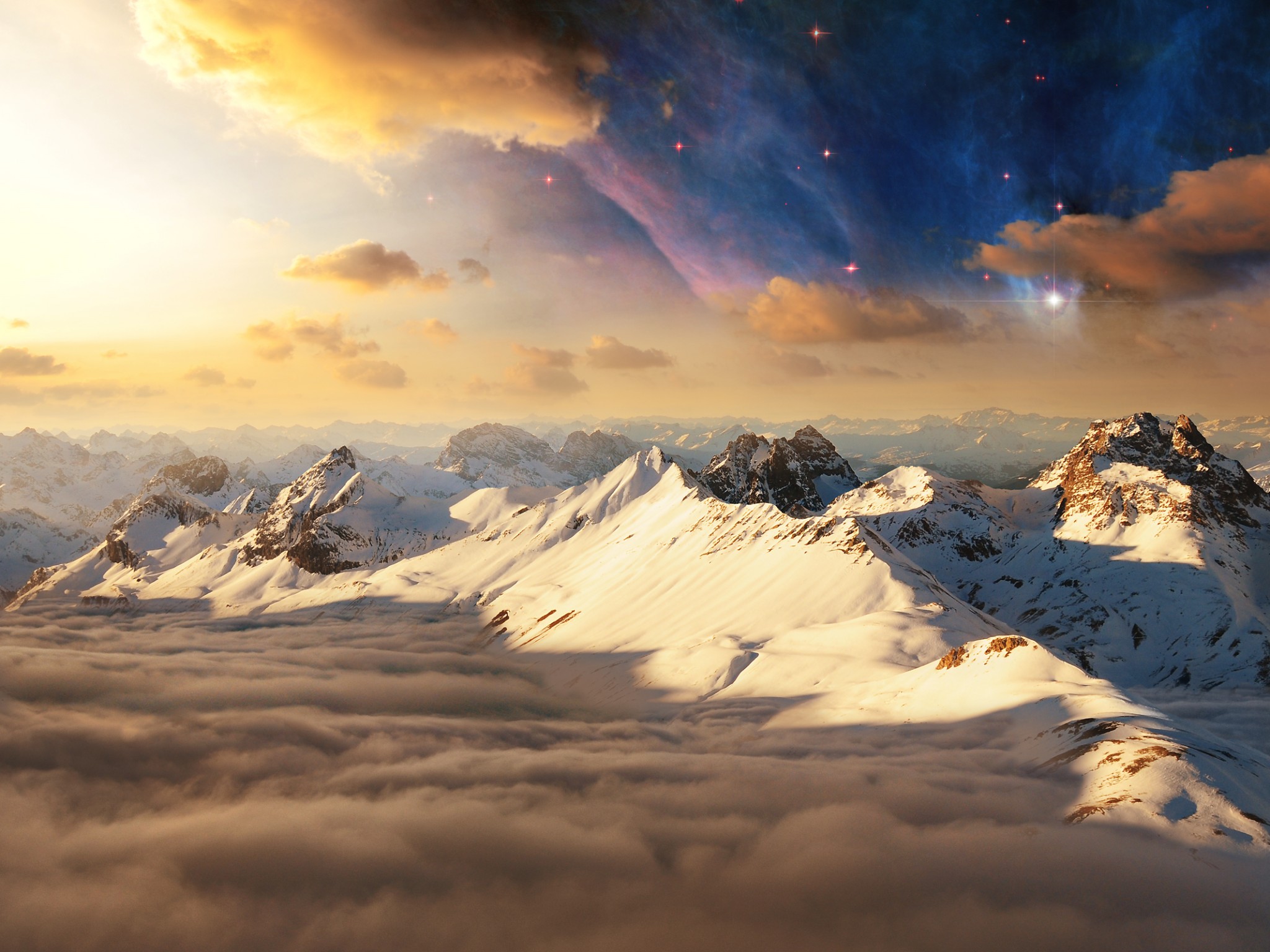 Pretty Mountains Above The Clouds - HD Wallpaper 