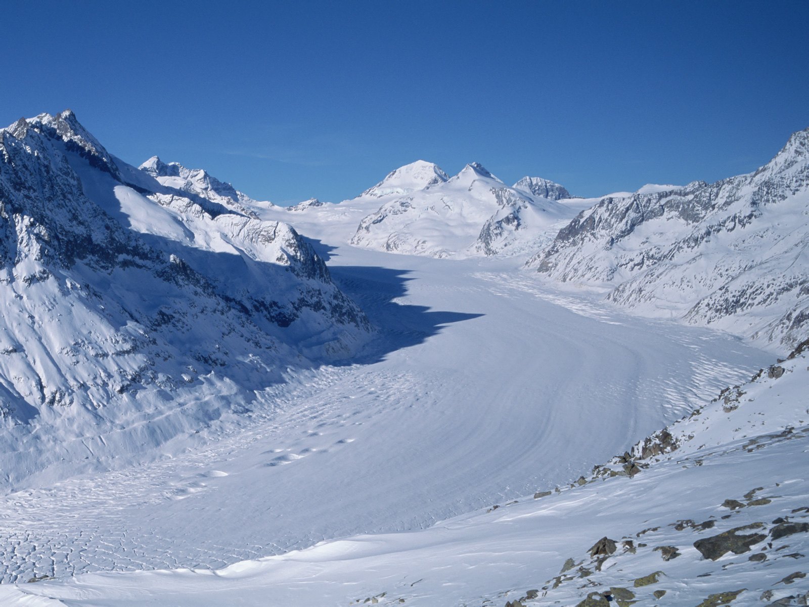 Switzerland Snow Windows 7 Scenery Wallpaper - Aletsch Glacier - HD Wallpaper 