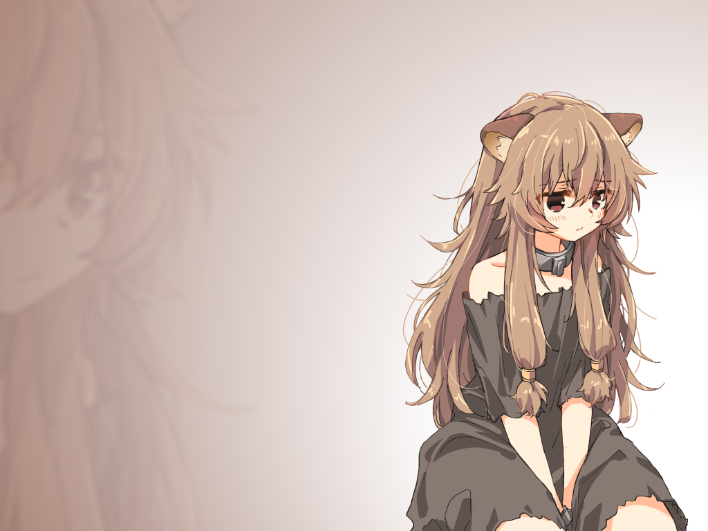 Anime Cat Girl Brown Hair - HD Wallpaper 