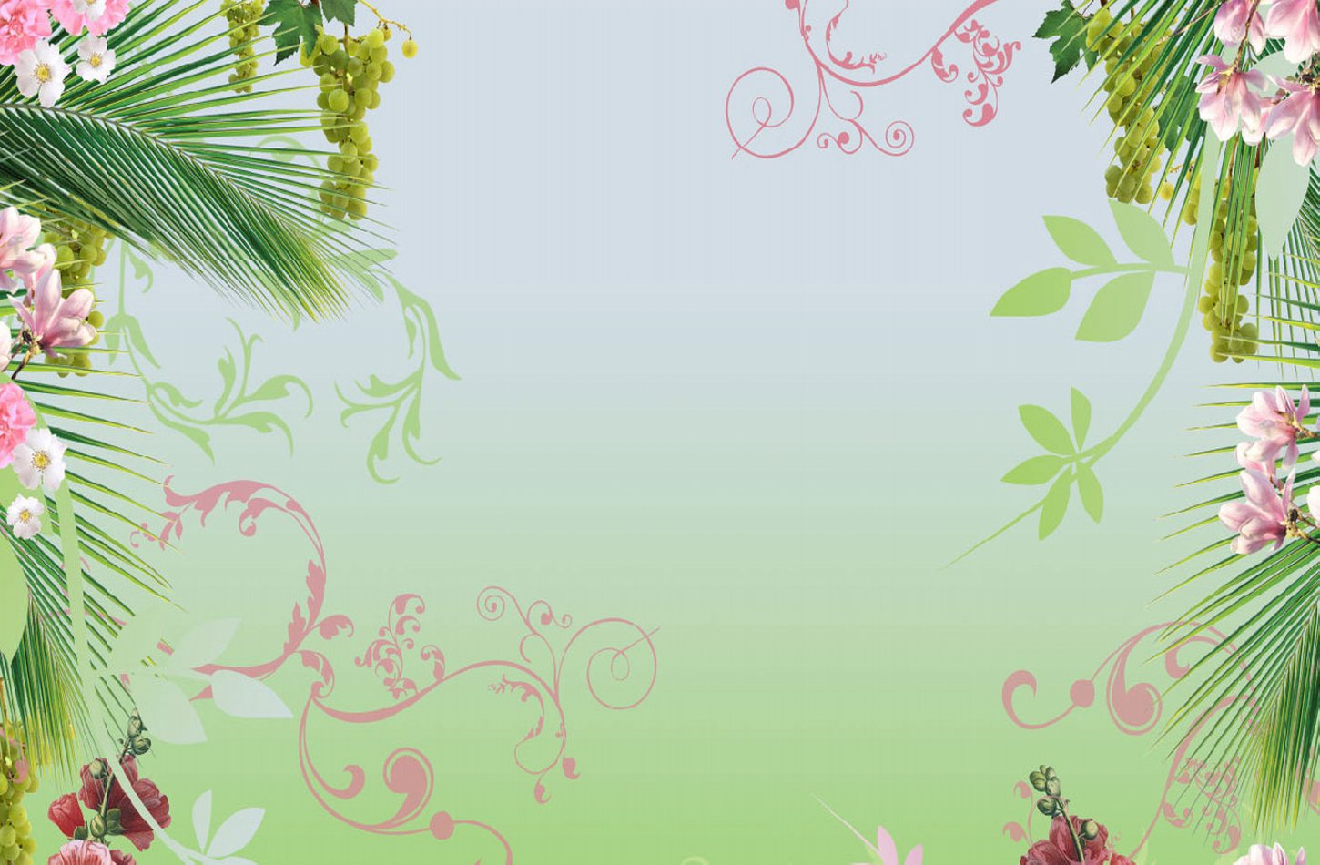 Spring Flowers Twitter Backgrounds, Spring Flowers - Green And Pink Background - HD Wallpaper 