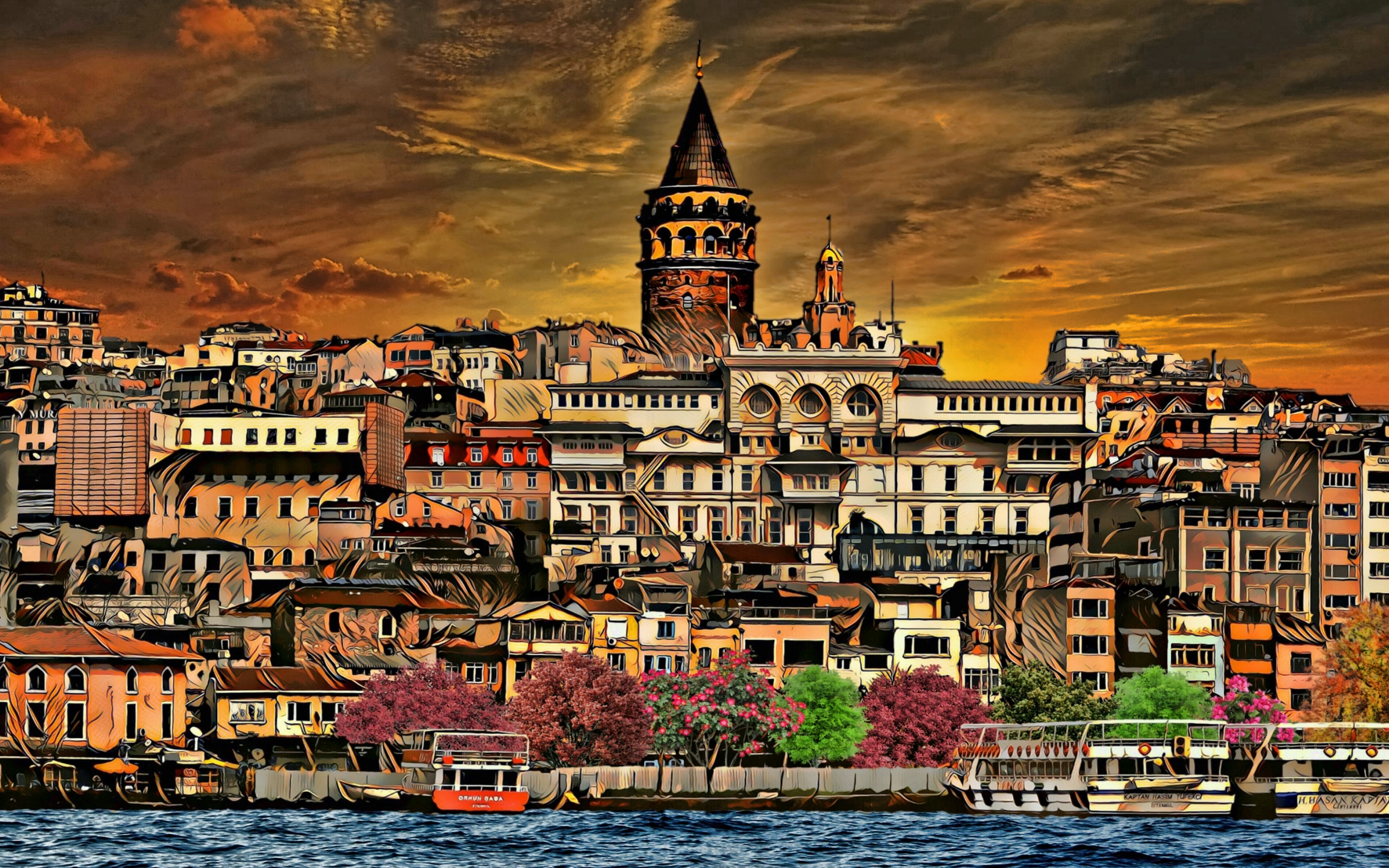 Istanbul, 4k, Sunset, Hdr, Cityscapes, Turkey, Turkish - Masaüstü Duvar Kağıtları 4k Istanbul - HD Wallpaper 