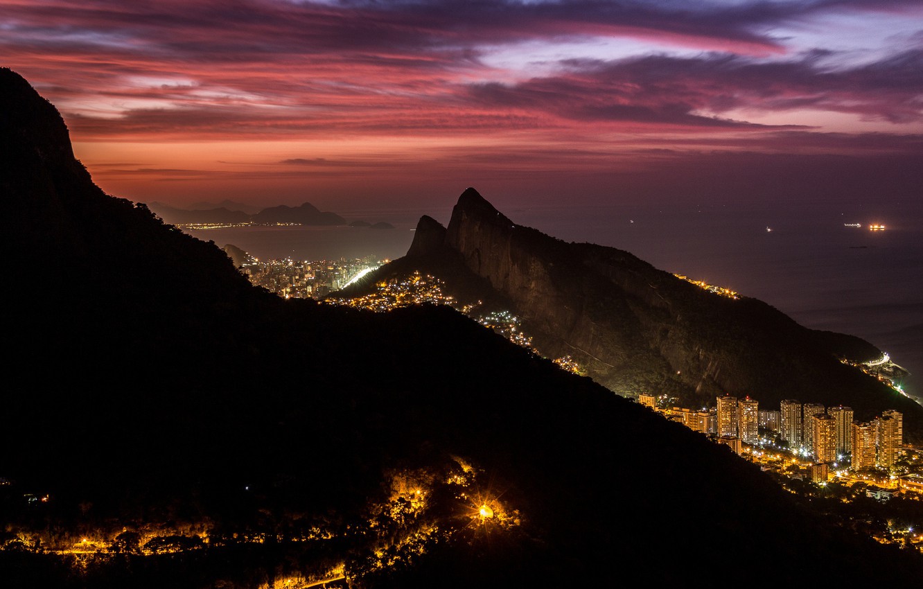 Photo Wallpaper Night, The City, Lights, Rio De Janeiro - Summit - HD Wallpaper 