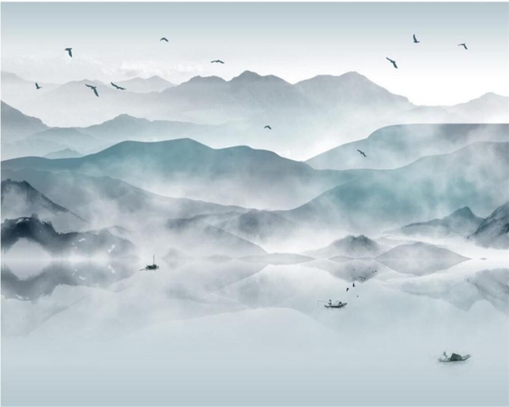 Abstract Mountain Mural - HD Wallpaper 