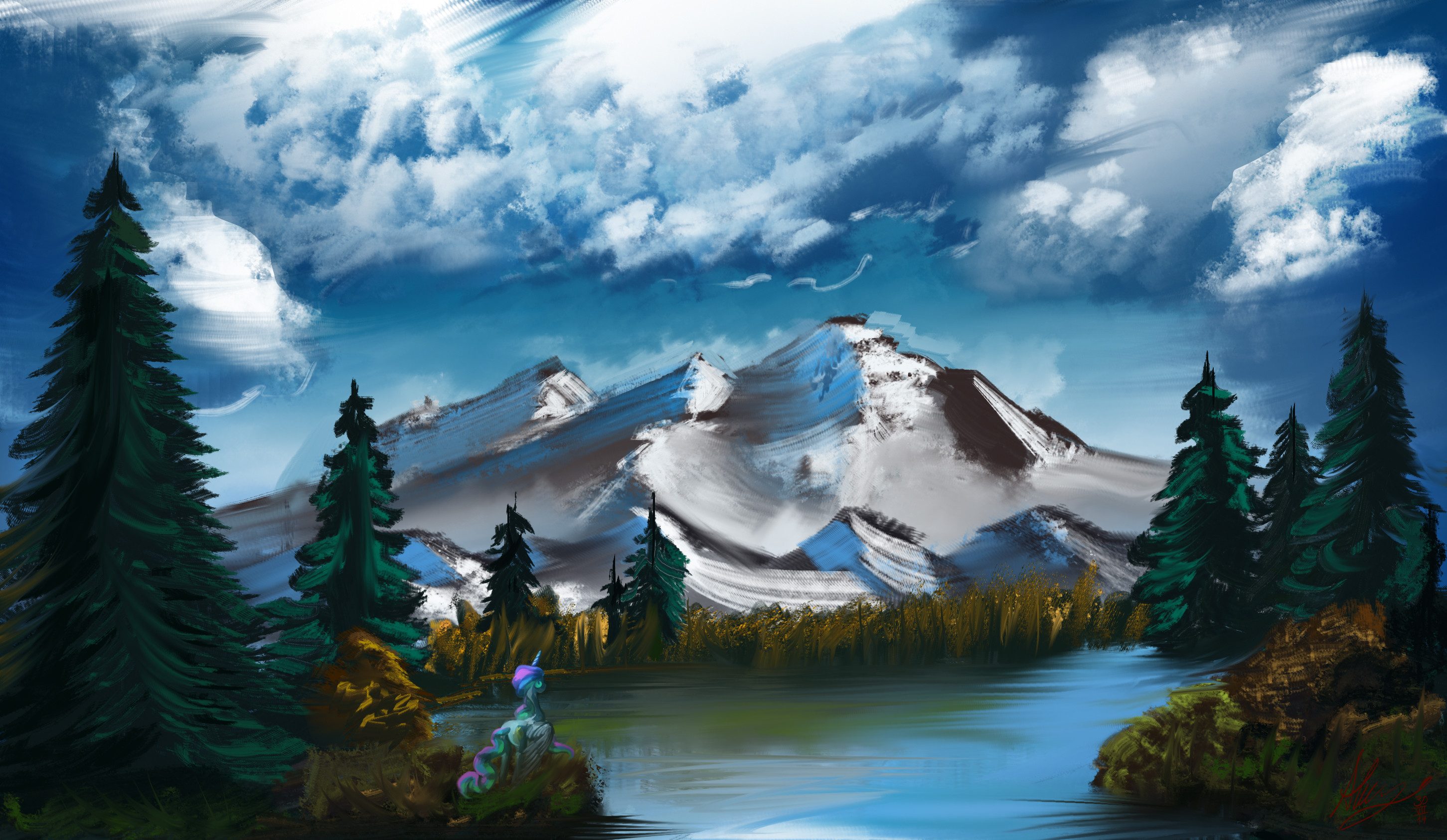 Mountain Scenery - Bob Ross Paintings High Quality - HD Wallpaper 