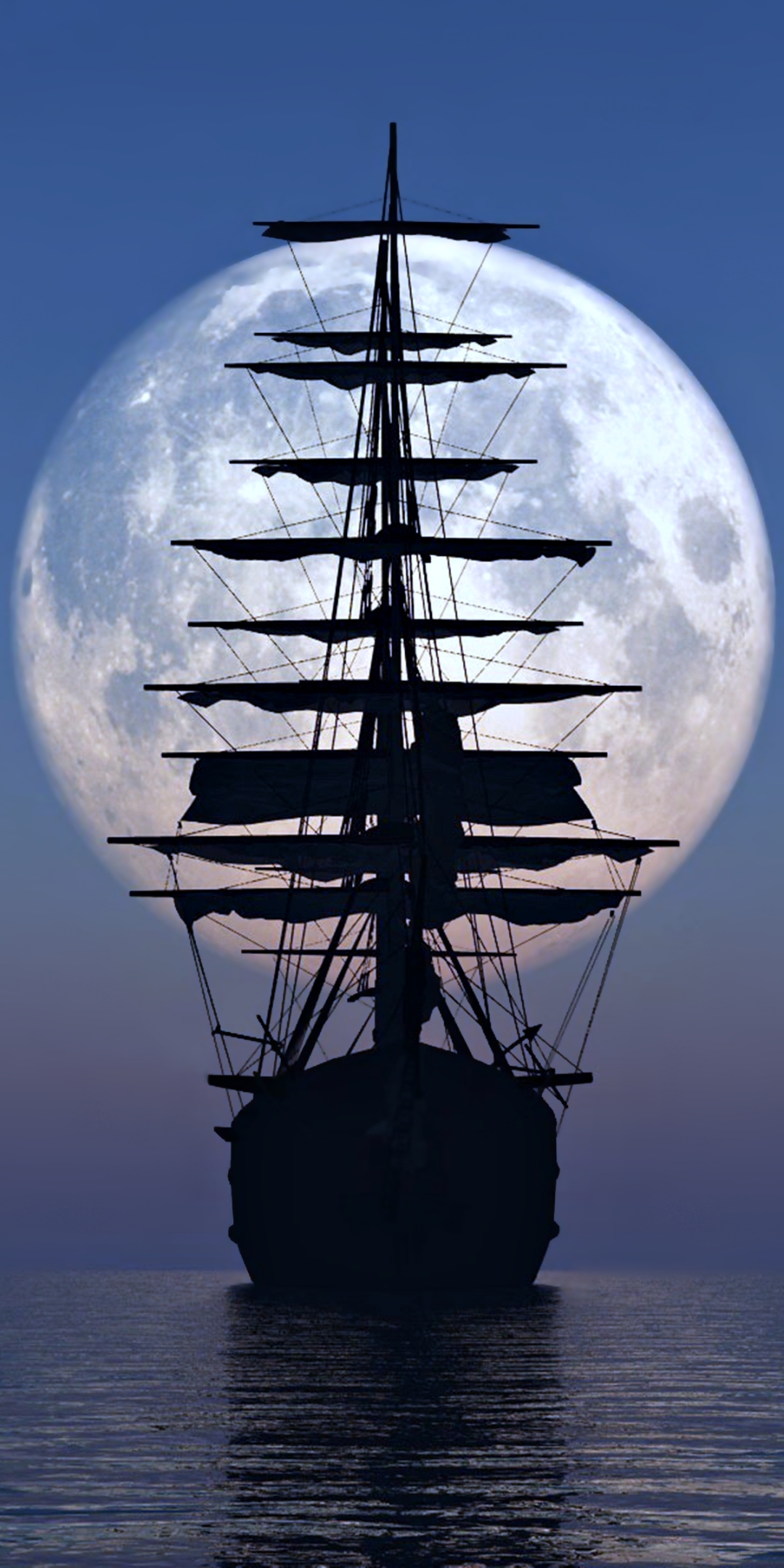 Boat With Full Moon - HD Wallpaper 