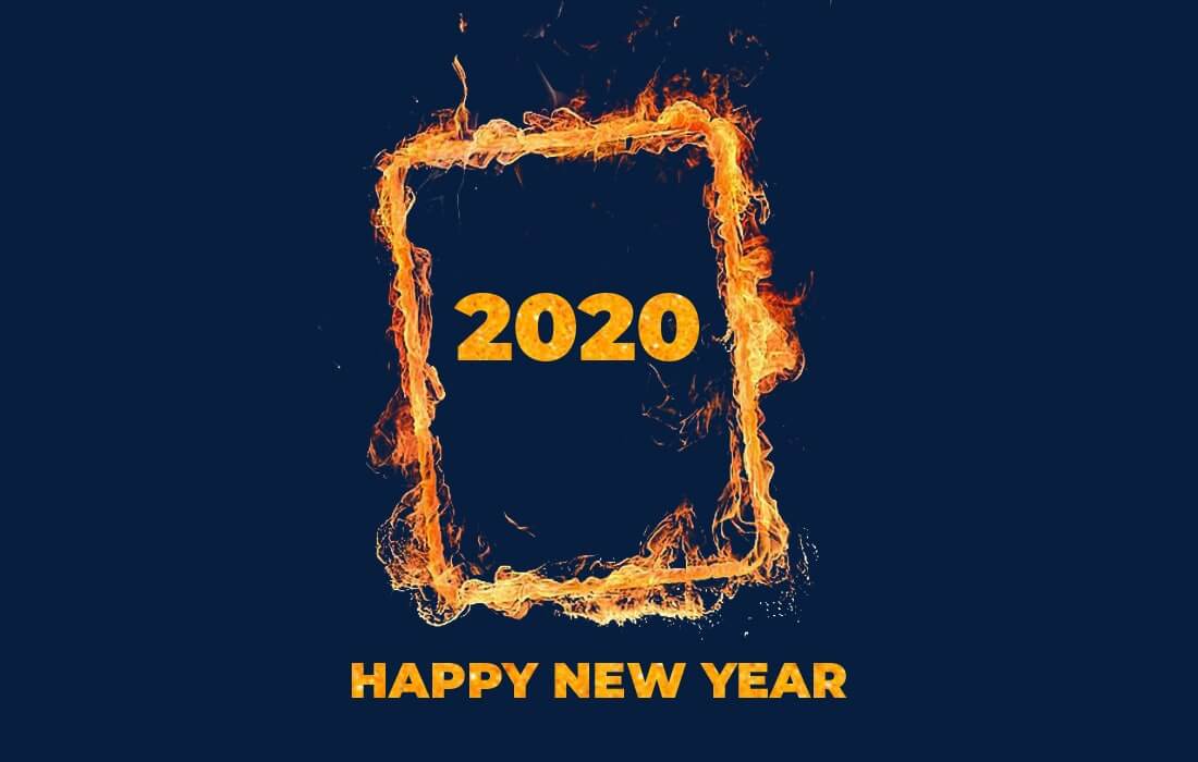 Happy New Year 2020 Fire Wallpaper Hd - New Year 2020 Card Hd - HD Wallpaper 