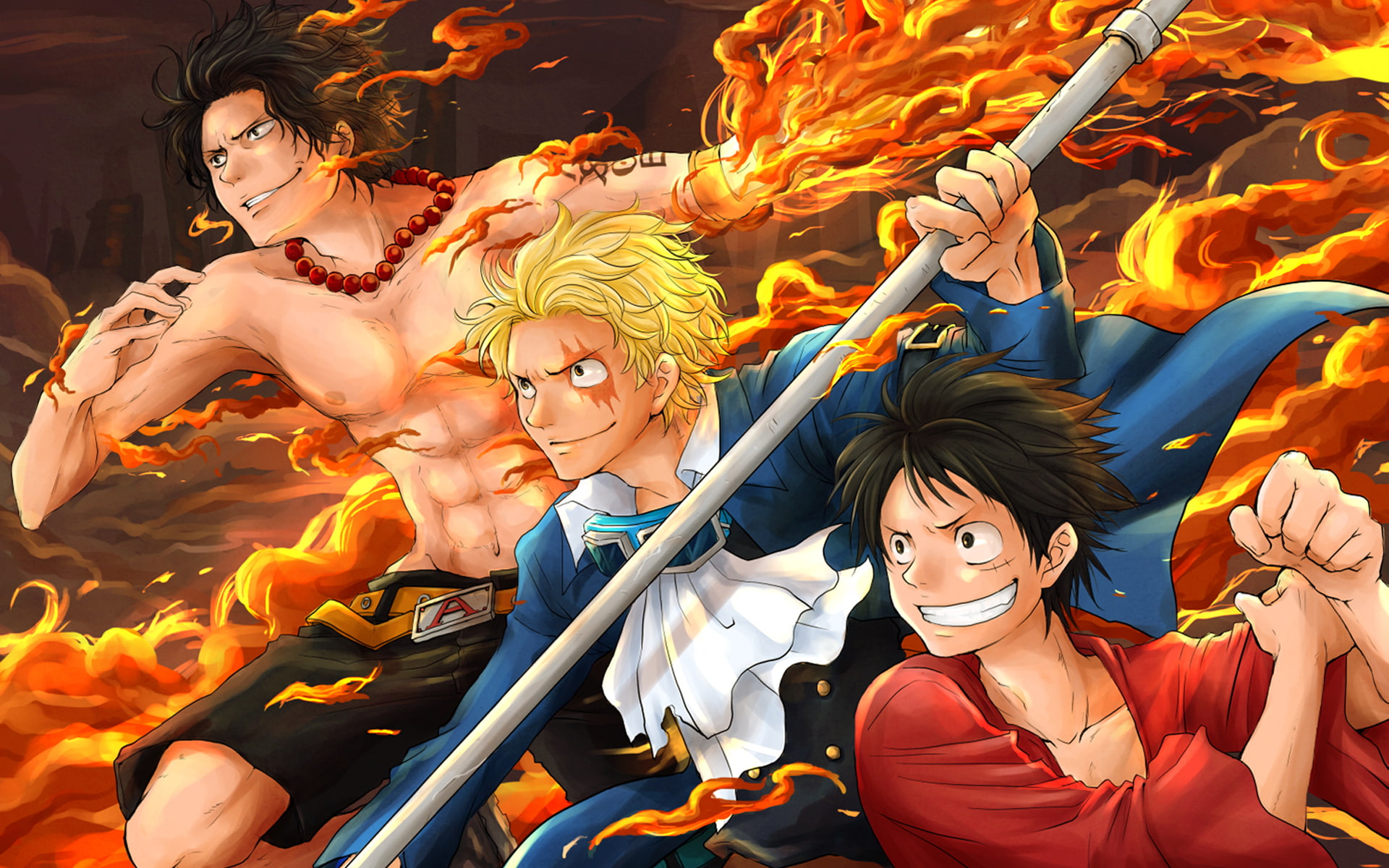 One Piece Luffy Et Ace - HD Wallpaper 
