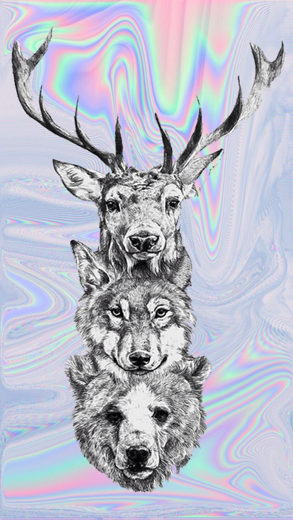 Bear, Deer, Grunge - Animal Head Tattoo Designs - HD Wallpaper 