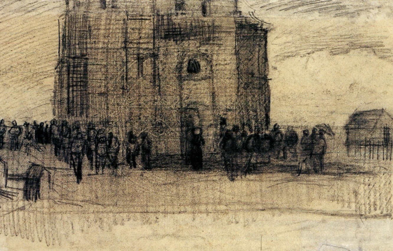 Photo Wallpaper Vincent Van Gogh, Pencil Drawing, Sale - Sale Of Building Scrap - HD Wallpaper 