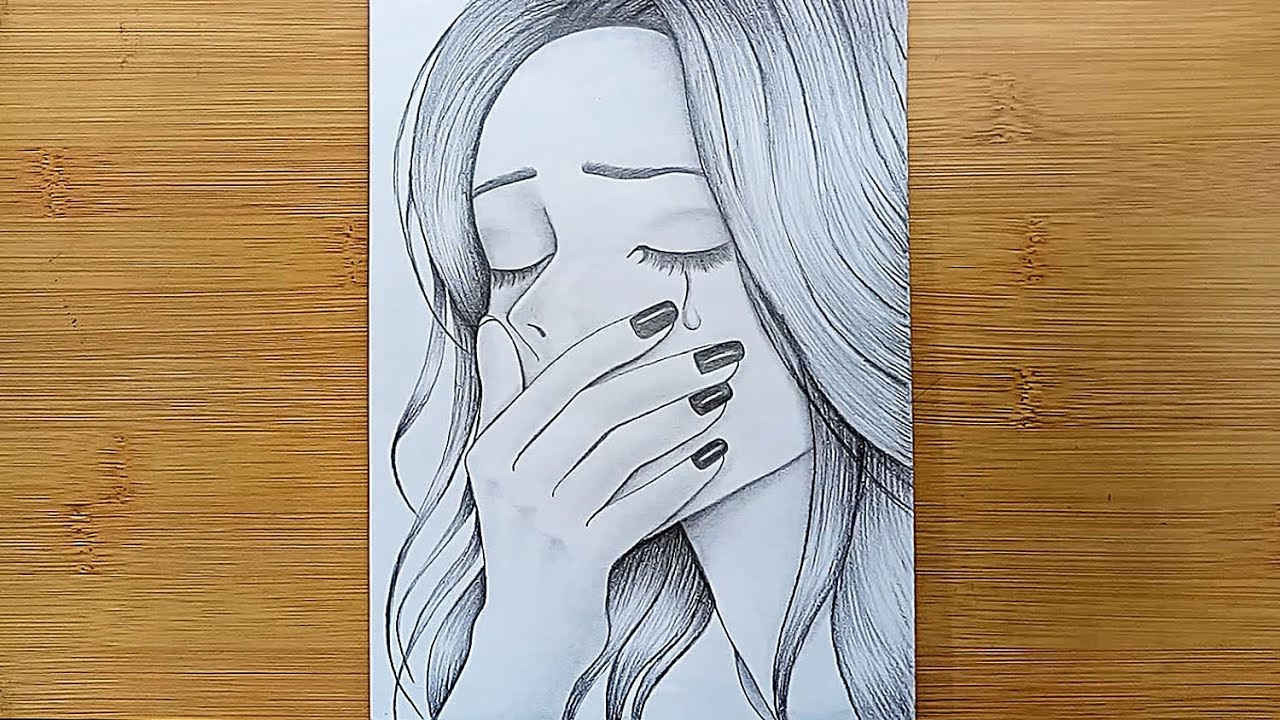 Draw A Crying Girl - HD Wallpaper 