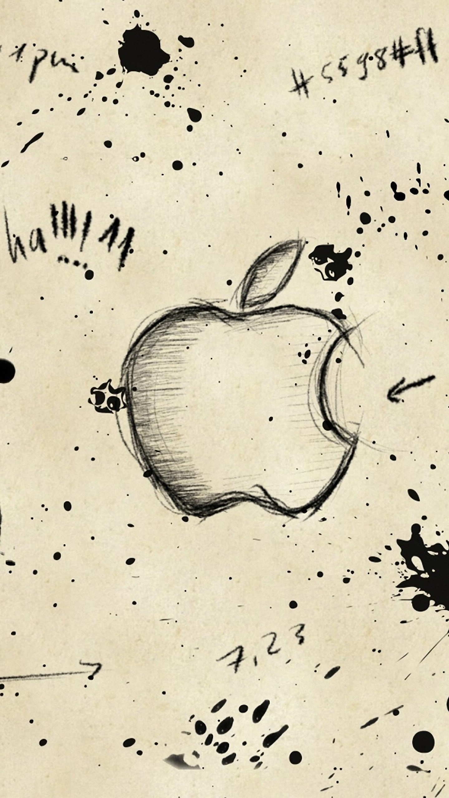 1440x2560, Hd Apple Sketch Htc One M9/x9 Wallpapers - Apple Wallpaper Hd - HD Wallpaper 