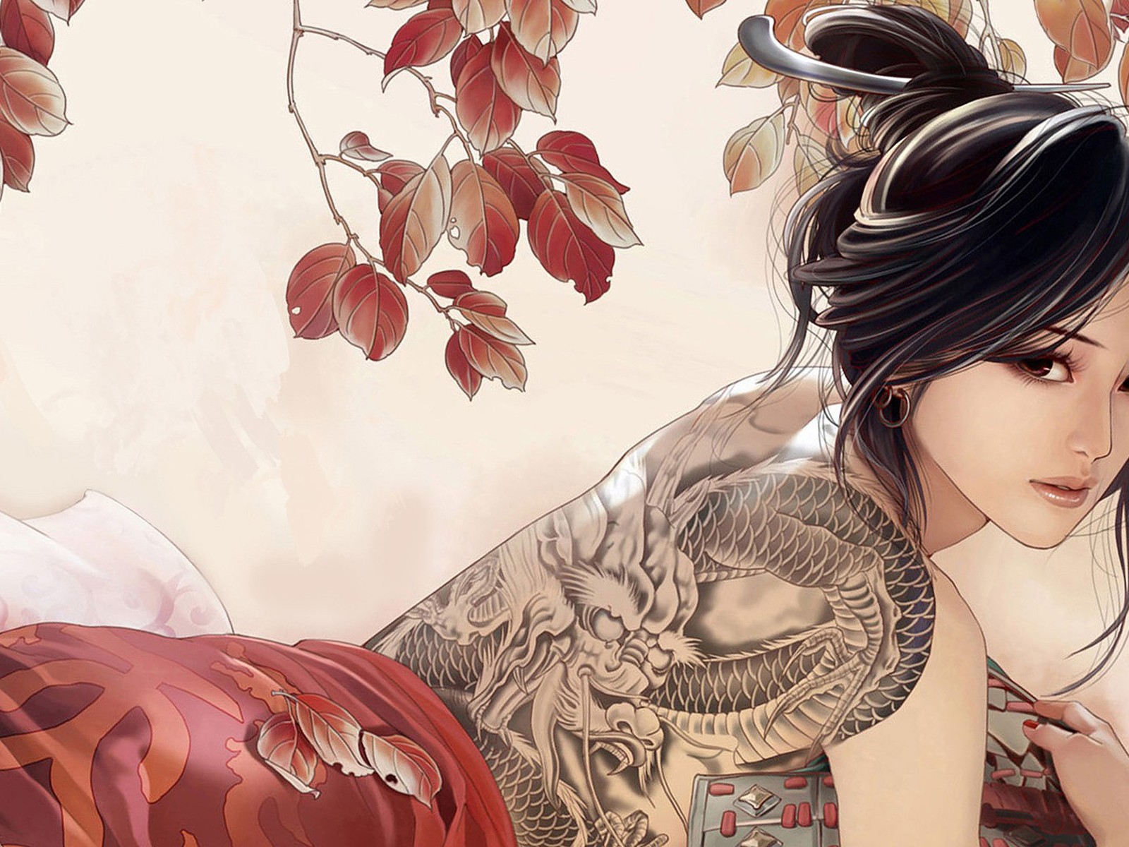 Tattoo Girl Art Japan - HD Wallpaper 
