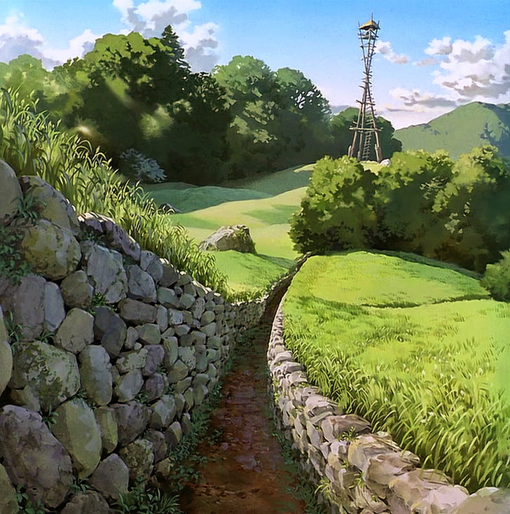 Studio Ghibli, Anime, Wall, Landscape, Hd Wallpaper - La Princesa Mononoke Landscape - HD Wallpaper 