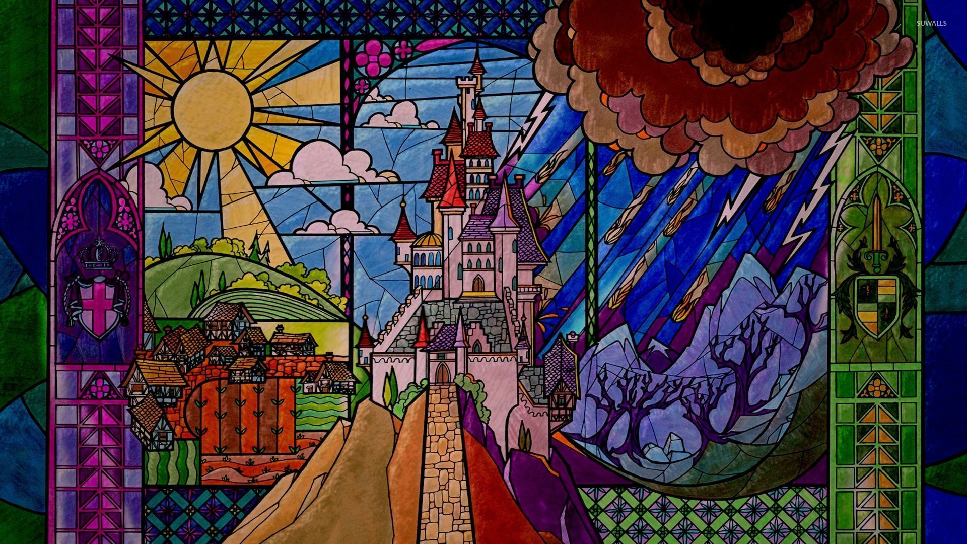 Beauty And The Beast Castle Cartoon - HD Wallpaper 