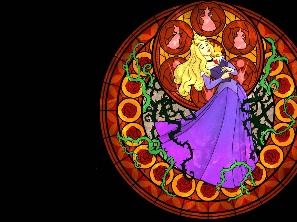 Aurora Wallpaper - Sleeping Beauty Stained Glass Kingdom Hearts - HD Wallpaper 