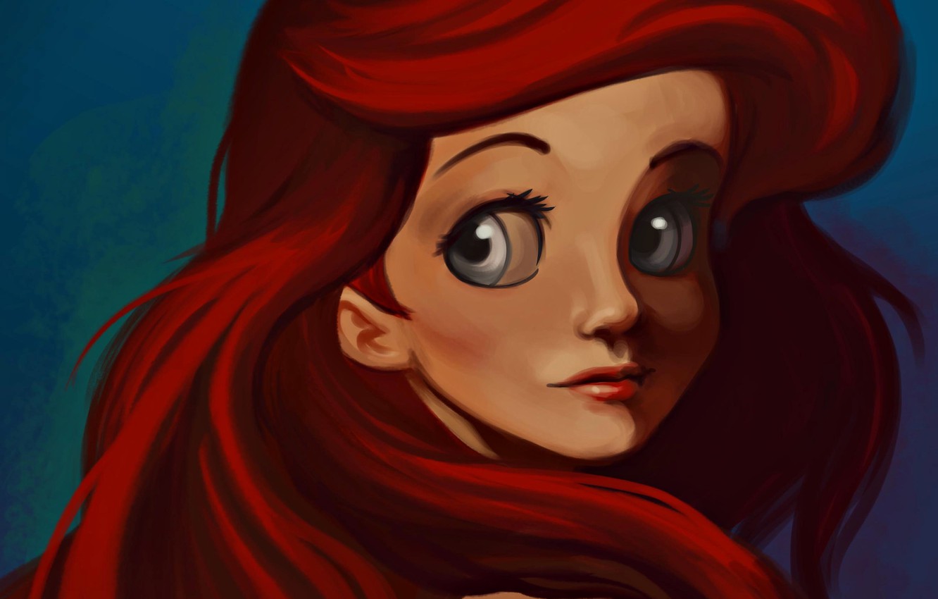 Photo Wallpaper Eyes, Paint, Hair, Figure, Red, Large, - Ariel The Little Mermaid - HD Wallpaper 