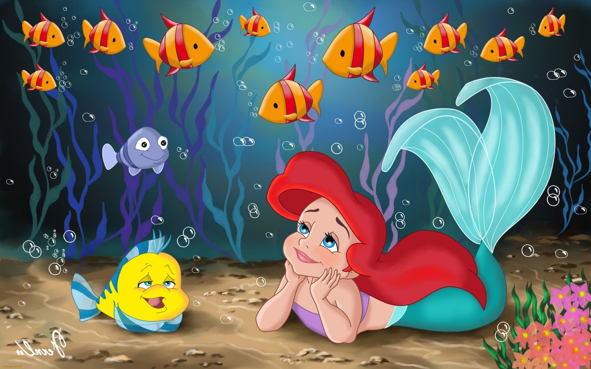 Disney Illustration Vector Sketch Graphic Child Fun - Ariel The Little Mermaid - HD Wallpaper 