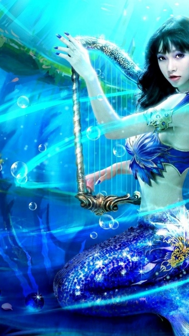 Mermaid With Black Hair - HD Wallpaper 