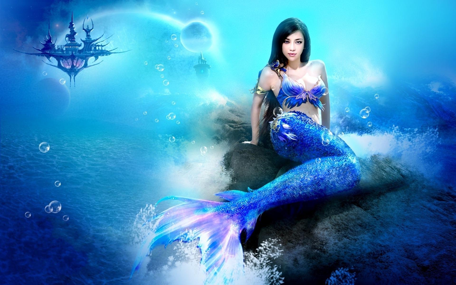 Blue Mermaid - Ultra High Res Wallpaper Mermaid - HD Wallpaper 