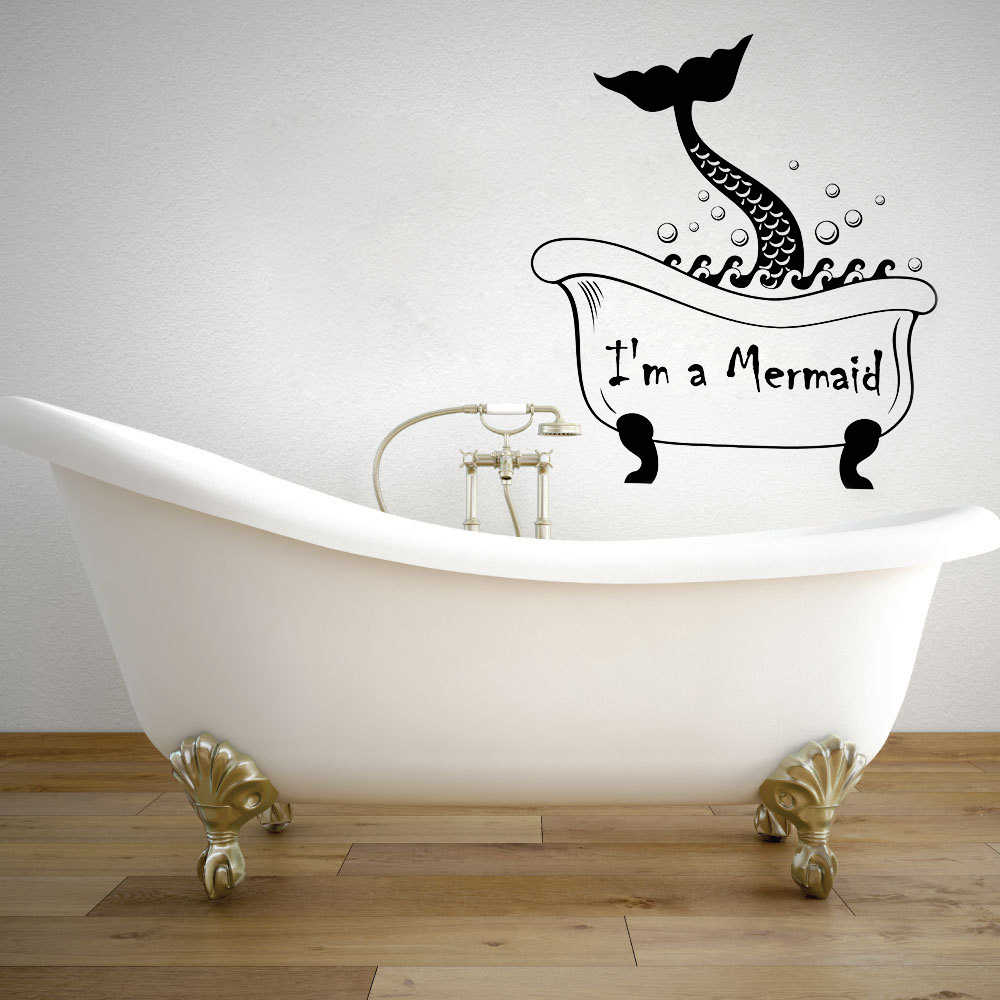 Cute Mermaid Tail Wall Decal Vinyl Removable Vintage - Bathroom Quotes - HD Wallpaper 