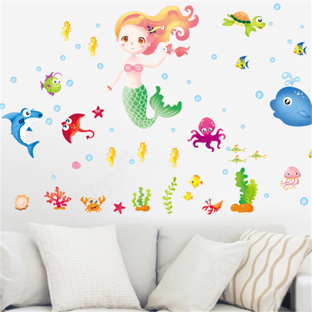 Cute Cartoon Little Mermaid Seahorse Wall Stickers - Am7124 - HD Wallpaper 