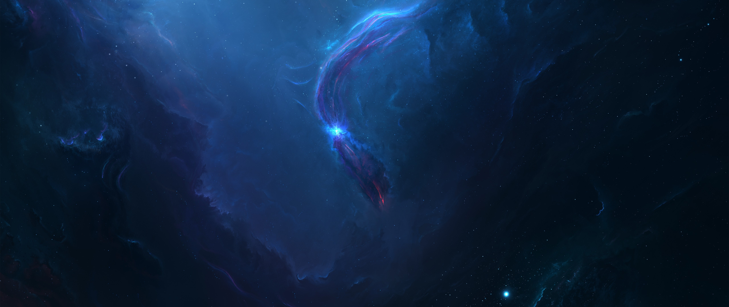 Blue Nebula, Space, Dark, Clouds, Wallpaper - Outer Space - HD Wallpaper 