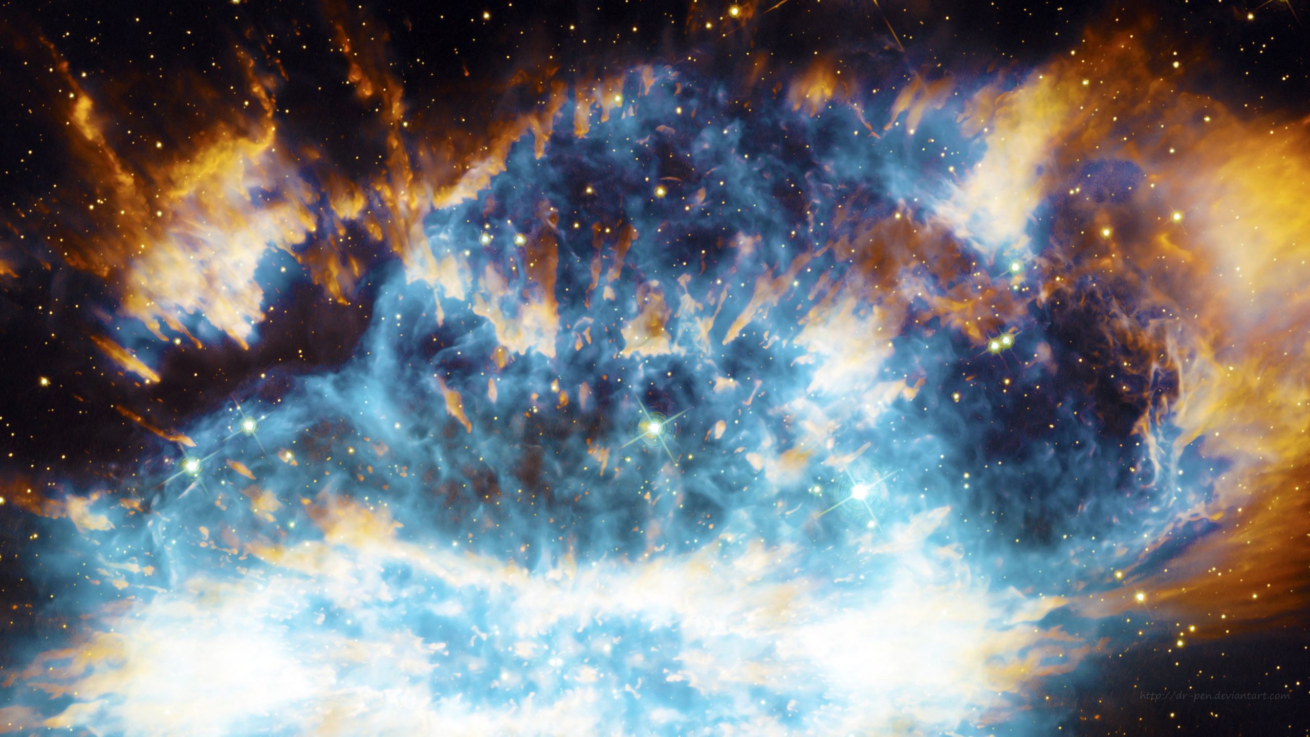 Stark Blue Nebula - Wallpaper - HD Wallpaper 
