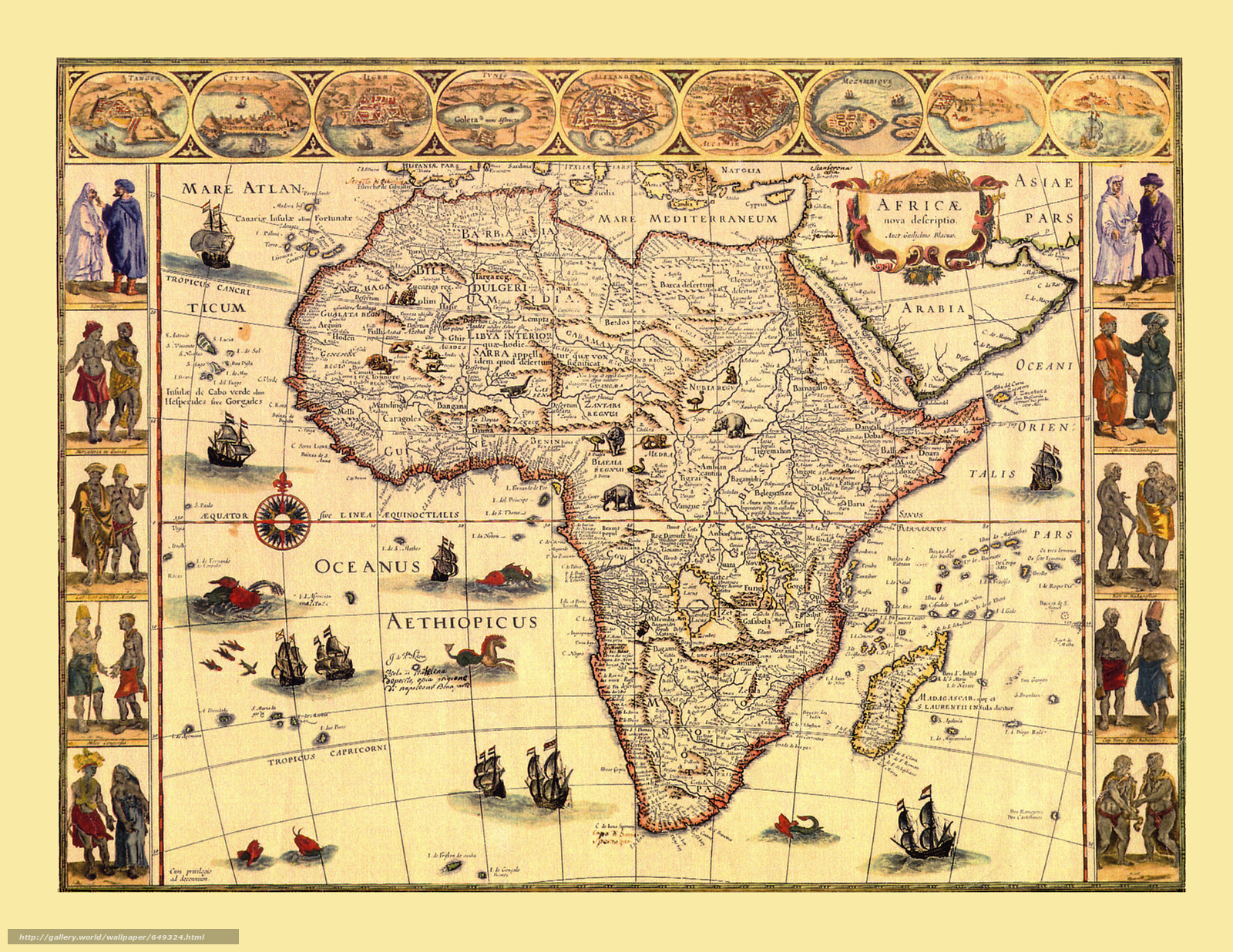 Download Wallpaper Old Maps, Navigation, Composed In - Africae Nova Descriptio Blaeu - HD Wallpaper 