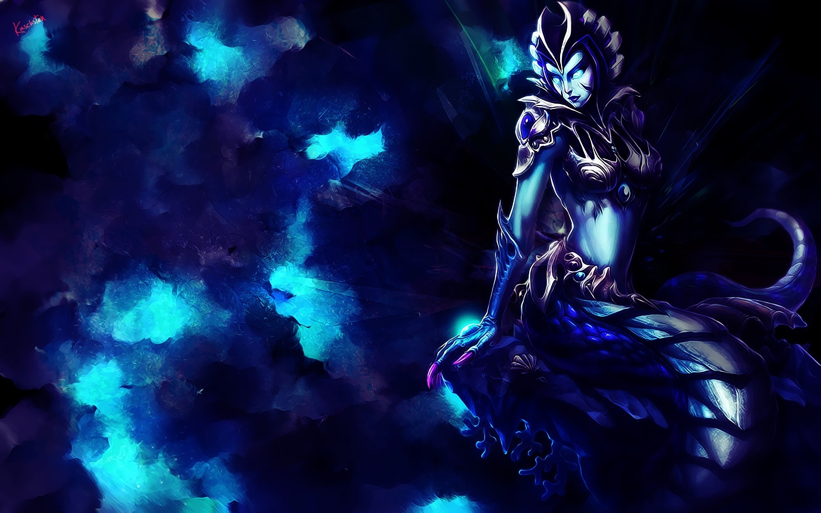 Mermaid Glowing Water Art - HD Wallpaper 