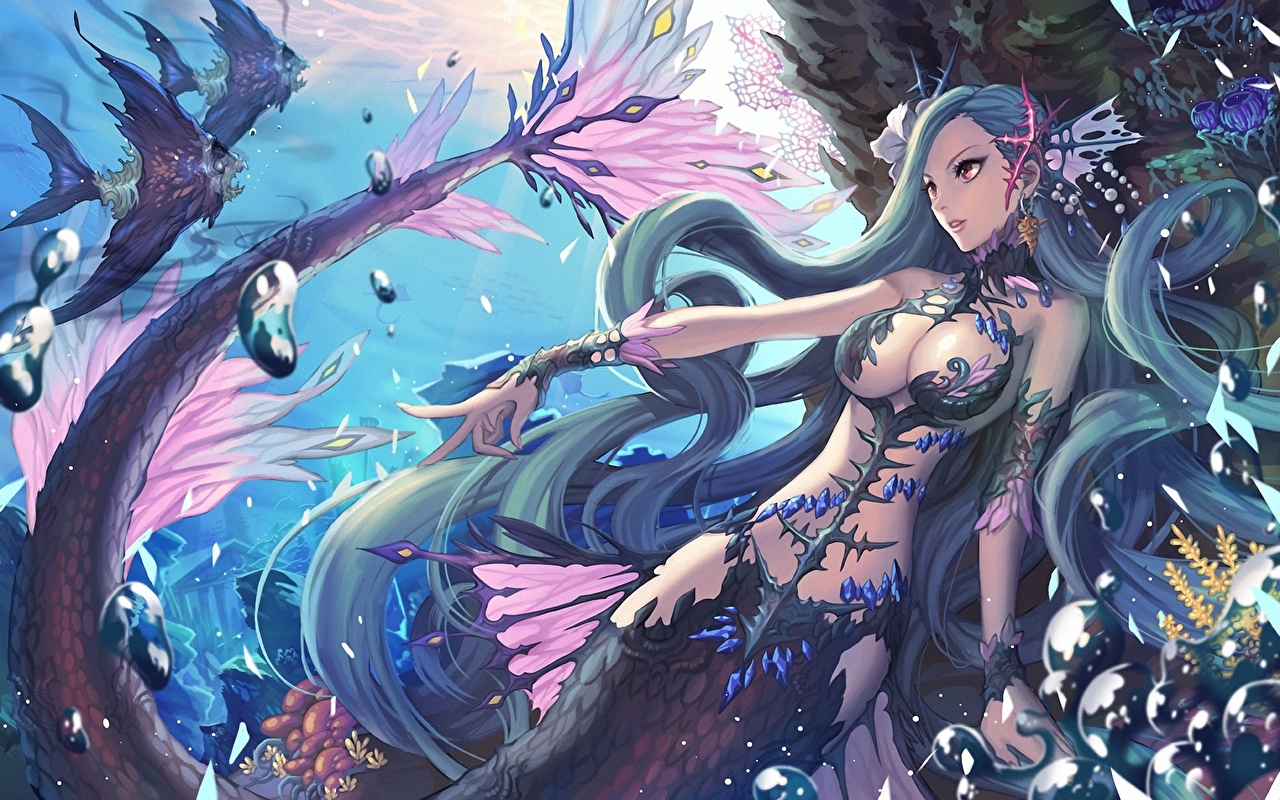 Anime Mermaid Wallpaper Hd - HD Wallpaper 