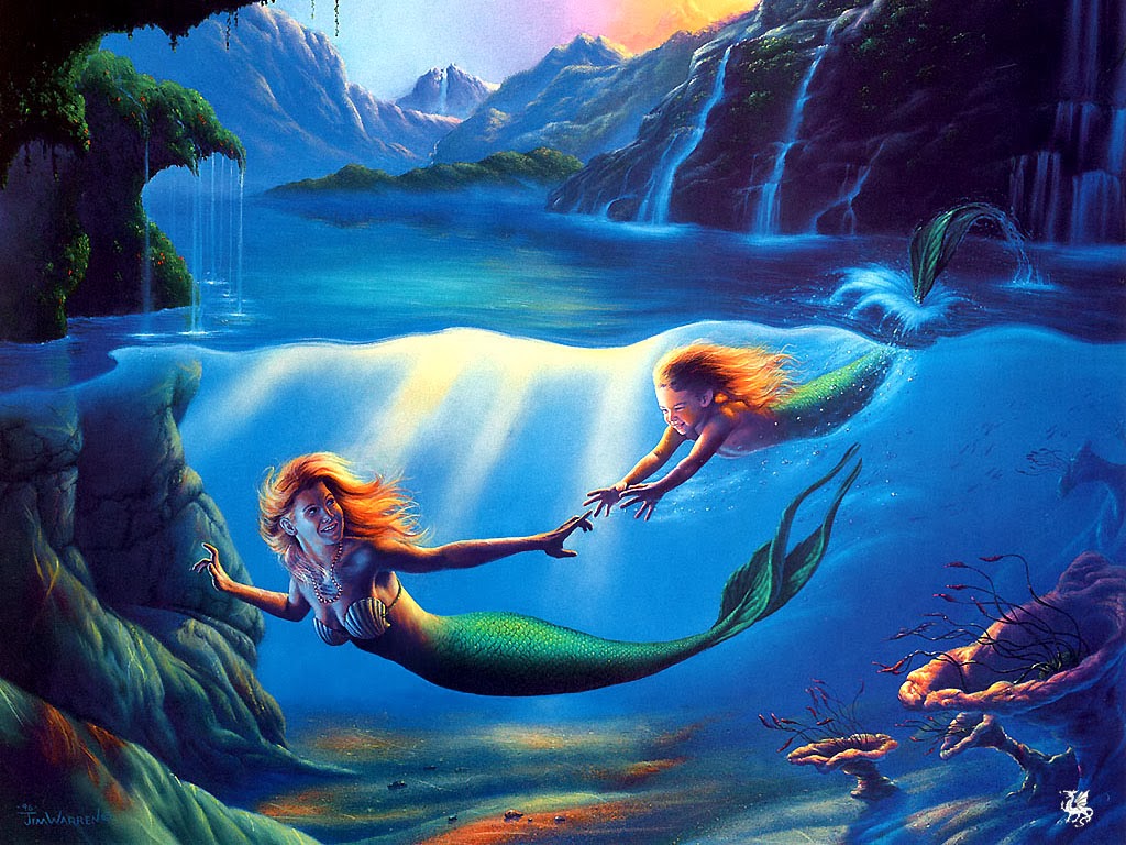 Mermaid And Her Baby - HD Wallpaper 