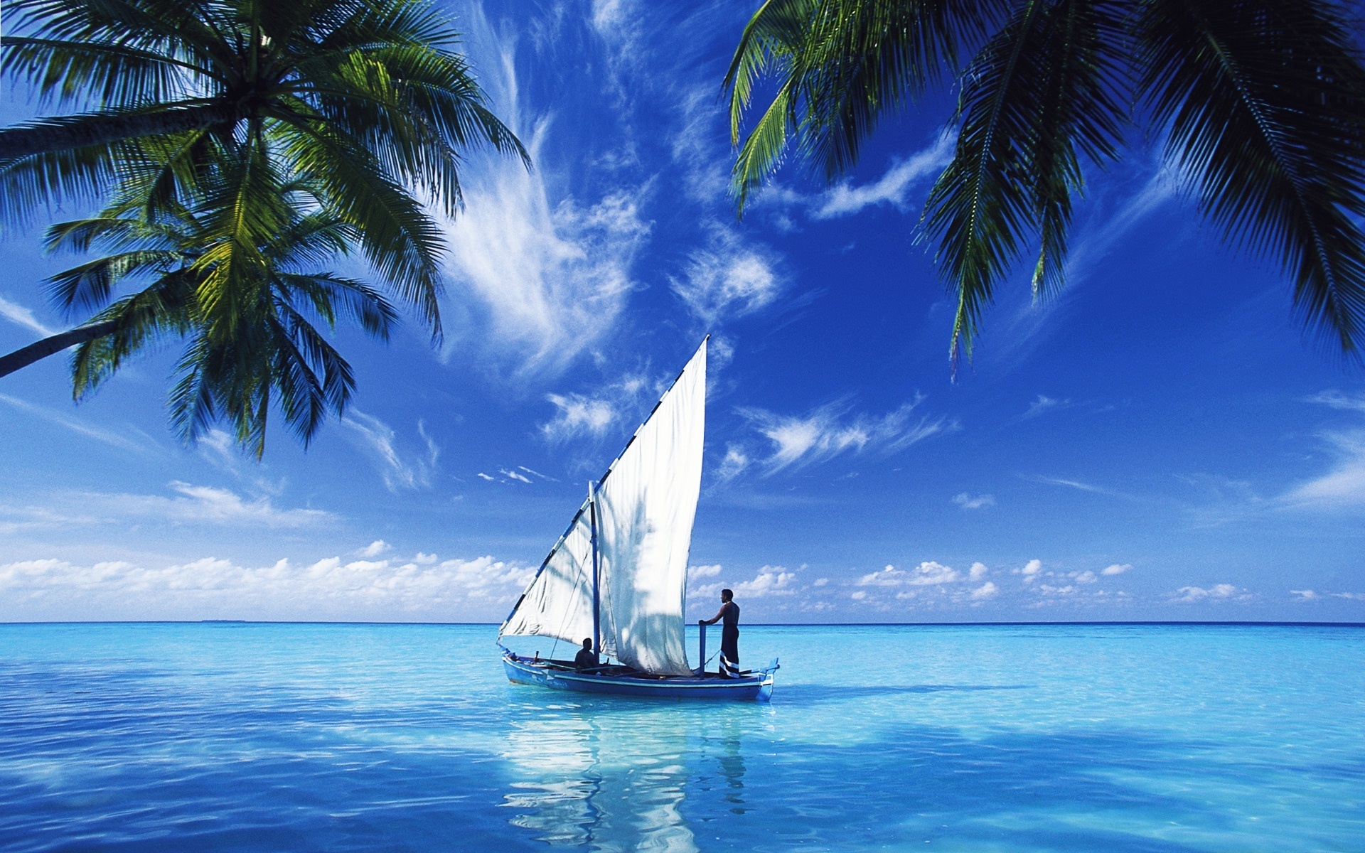 Ship On Blue Ocean - HD Wallpaper 